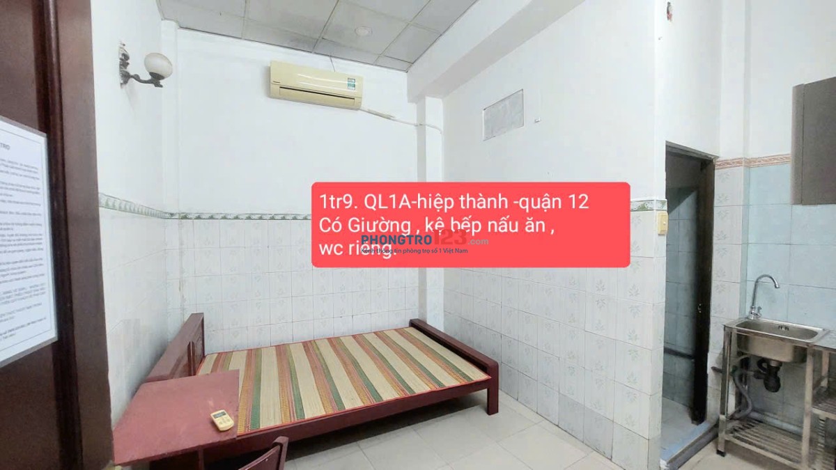 HIỆP THÀNH có phòng 1tr9 và 2tr5 đều ở trệt