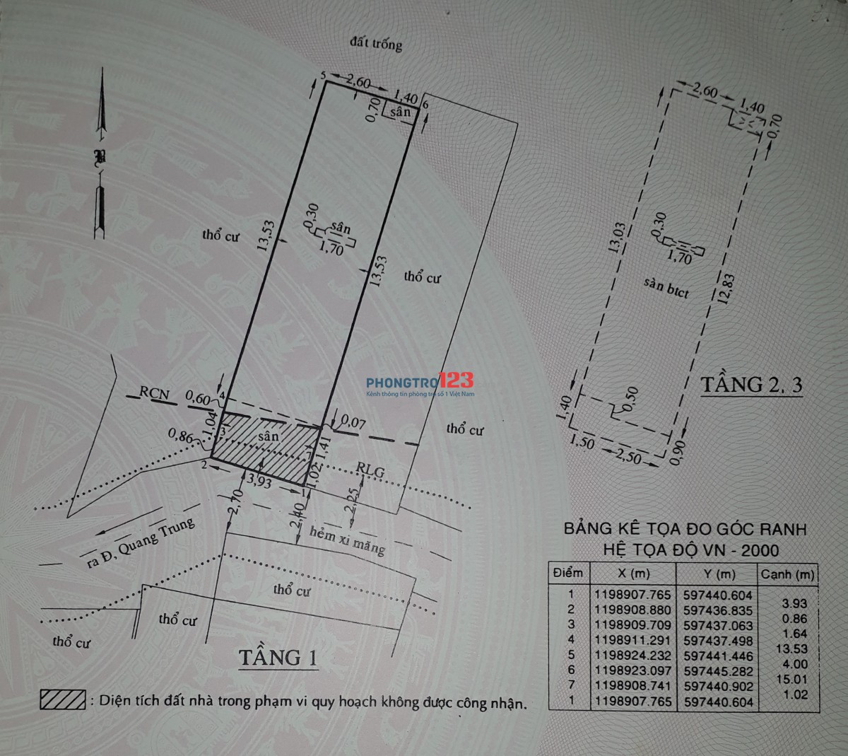 Cho thuê nhà nguyên căn 64m2, 3 tầng 4 phòng ngủ, đường Đỗ Thúc Tịnh, Gò Vấp.