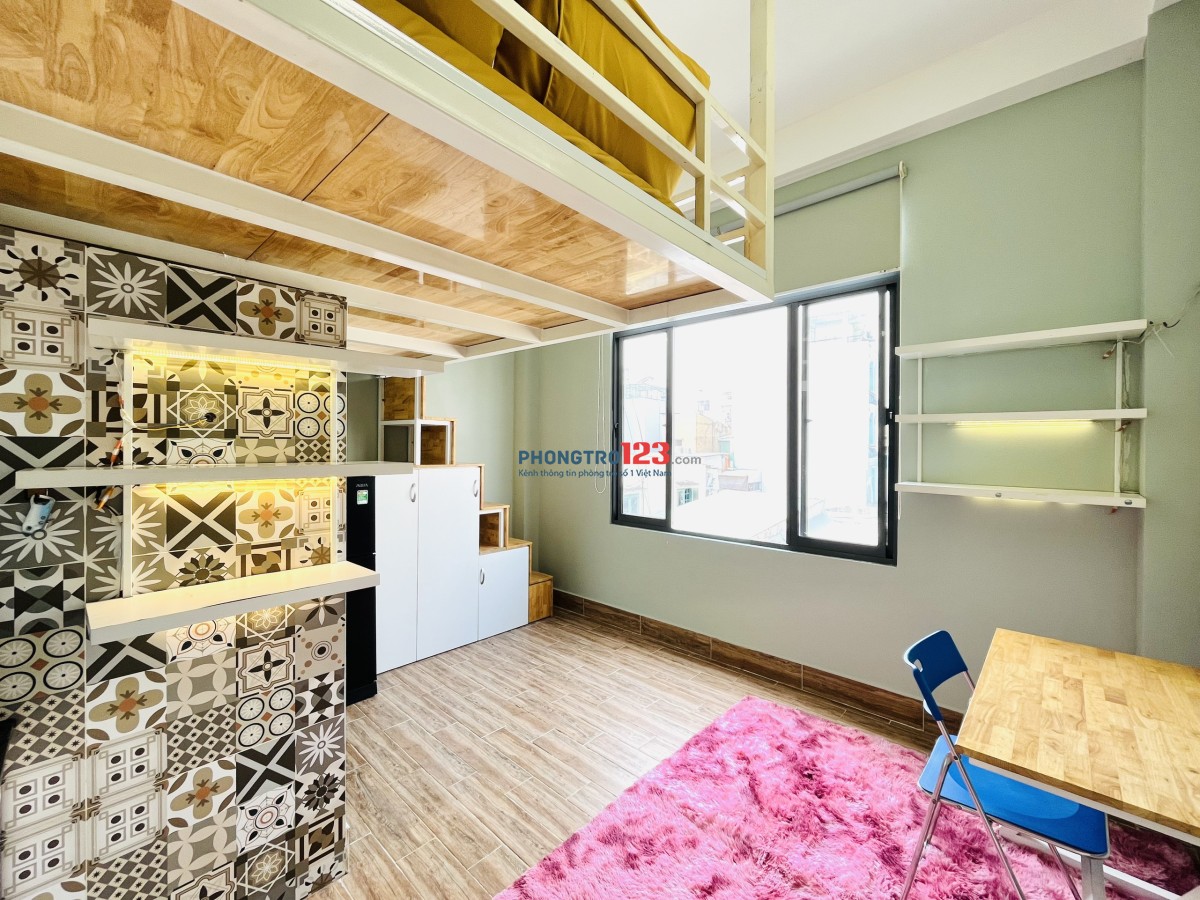 PHÒNG GÁC LỮNG 25m2 FULL NỘI THẤT NGUYỄN KHUYẾN GẦN HỌC VIỆN CÁN BỘ