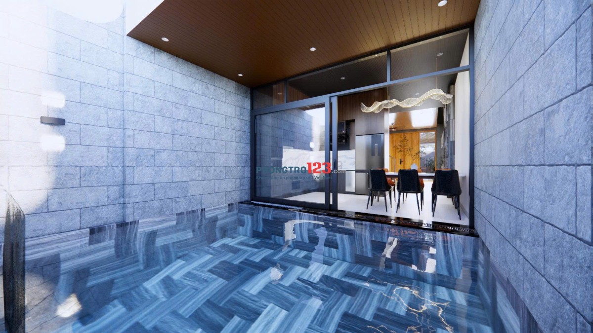 Cho thuê villa hồ bơi mới xây 4PN, giá 30tr có bếp và bồn tắm trong các phòng