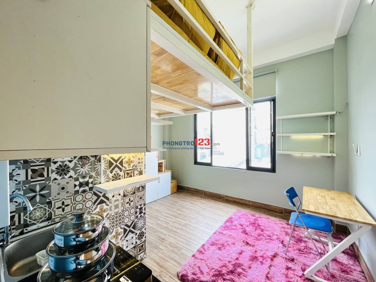 PHÒNG GÁC LỮNG 25m2 FULL NỘI THẤT NGUYỄN KHUYẾN GẦN HỌC VIỆN CÁN BỘ