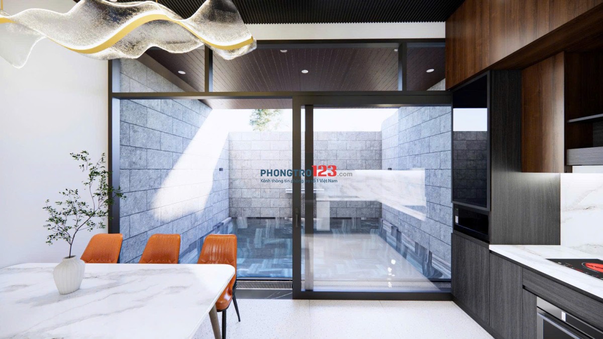 Cho thuê villa hồ bơi mới xây 4PN, giá 30tr có bếp và bồn tắm trong các phòng