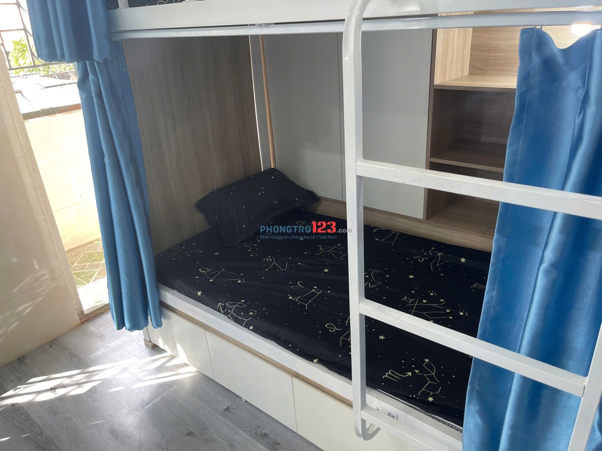 Siêu hot! 1.55tr/tháng Giường KTX full nội thất, bếp, máy lạnh, tủ lạnh, máy giặt, nước nóng lạnh