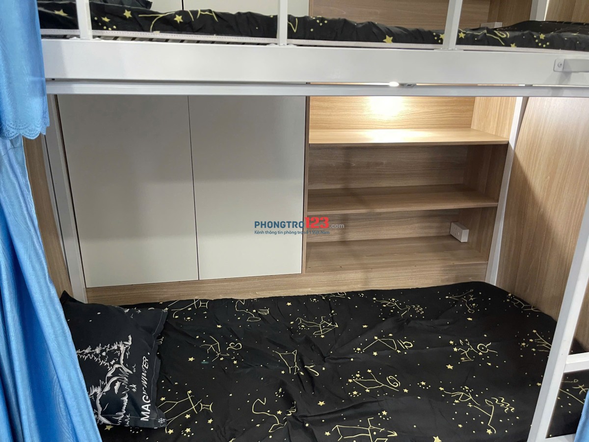 Siêu hot! 1.55tr/tháng Giường KTX full nội thất, bếp, máy lạnh, tủ lạnh, máy giặt, nước nóng lạnh