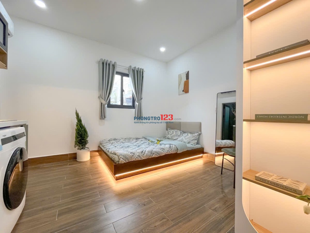 Căn hộ studio ban công máy giặt riêng full nội thất gần cv lê thị riêng ngã tư bảy hiên tân bình
