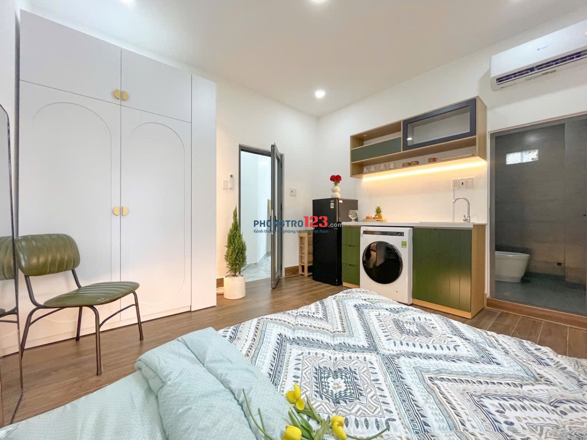 Căn hộ studio ban công máy giặt riêng full nội thất gần cv lê thị riêng ngã tư bảy hiên tân bình