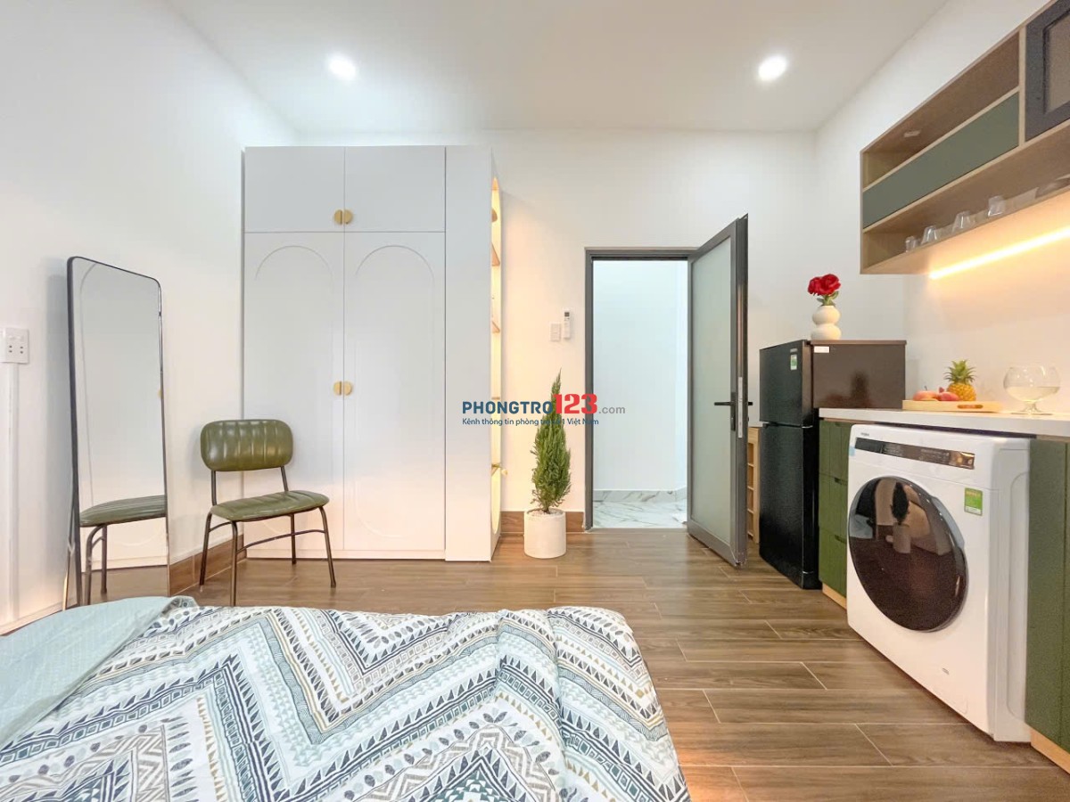 Căn hộ studio ban công máy giặt riêng full nội thất gần cv lê thị riêng ngã tư bảy hiên tân bình
