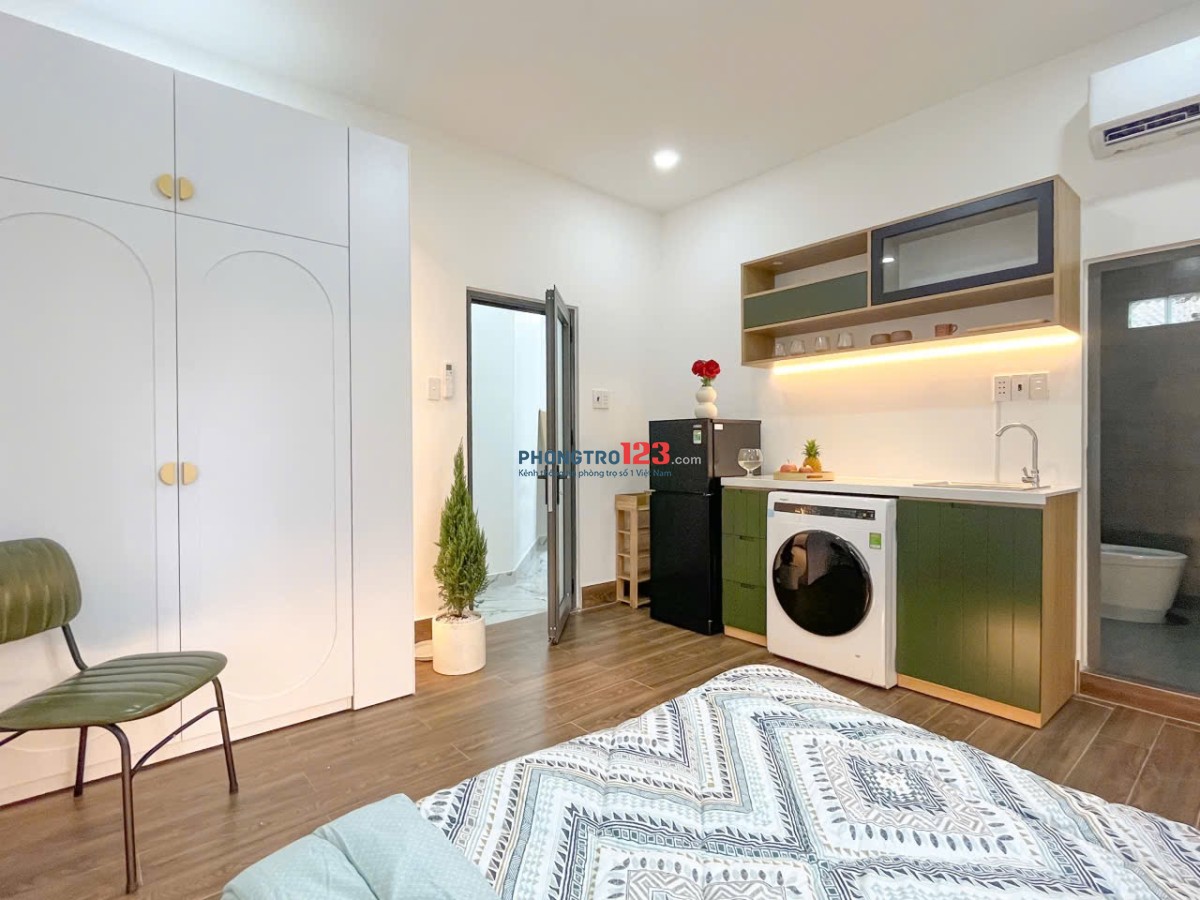 Căn hộ studio ban công máy giặt riêng full nội thất gần cv lê thị riêng ngã tư bảy hiên tân bình