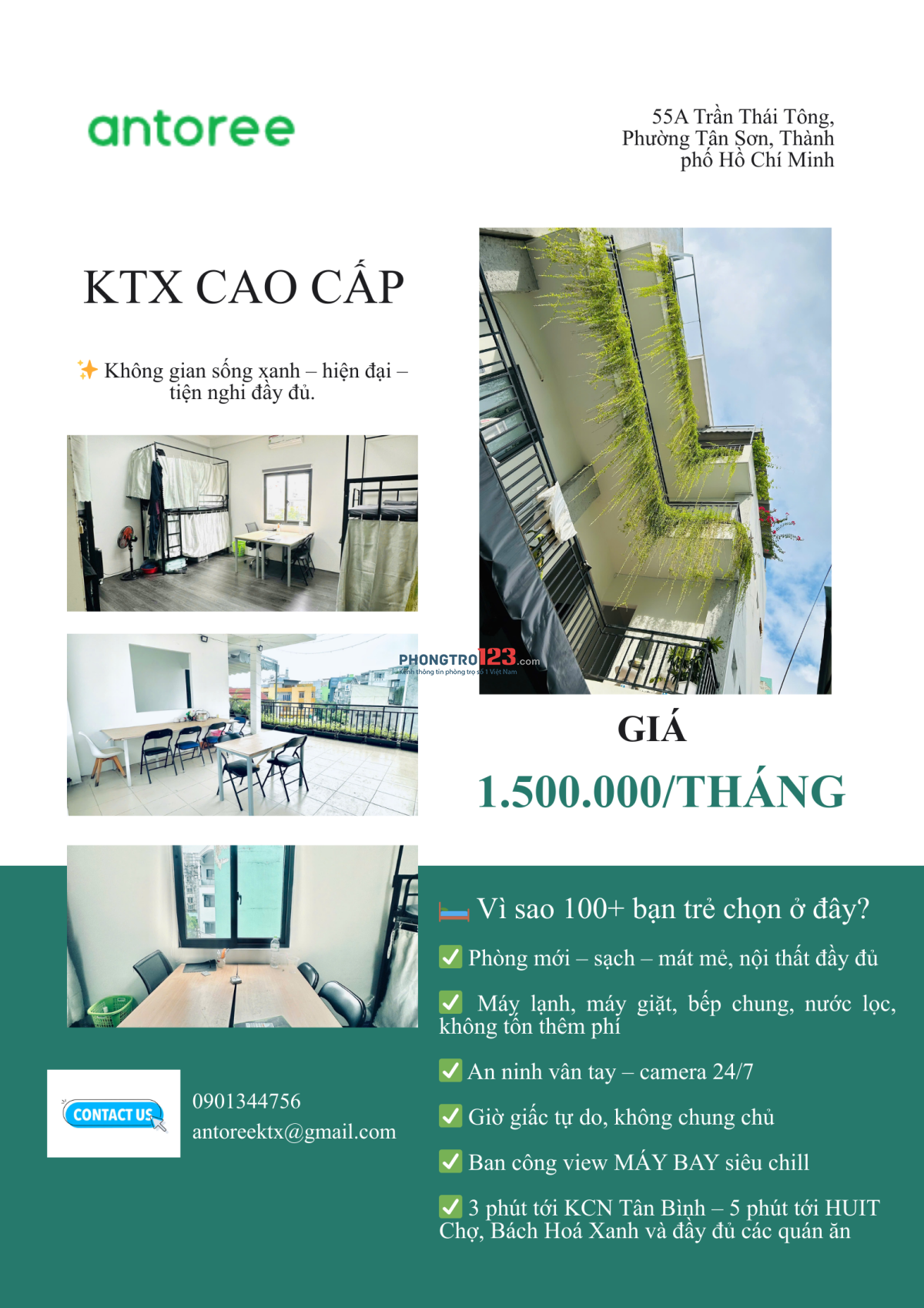 KTX (30m2) đường Trần Thái Tông, Tân Bình đầy đủ tiện nghi vào ở ngay