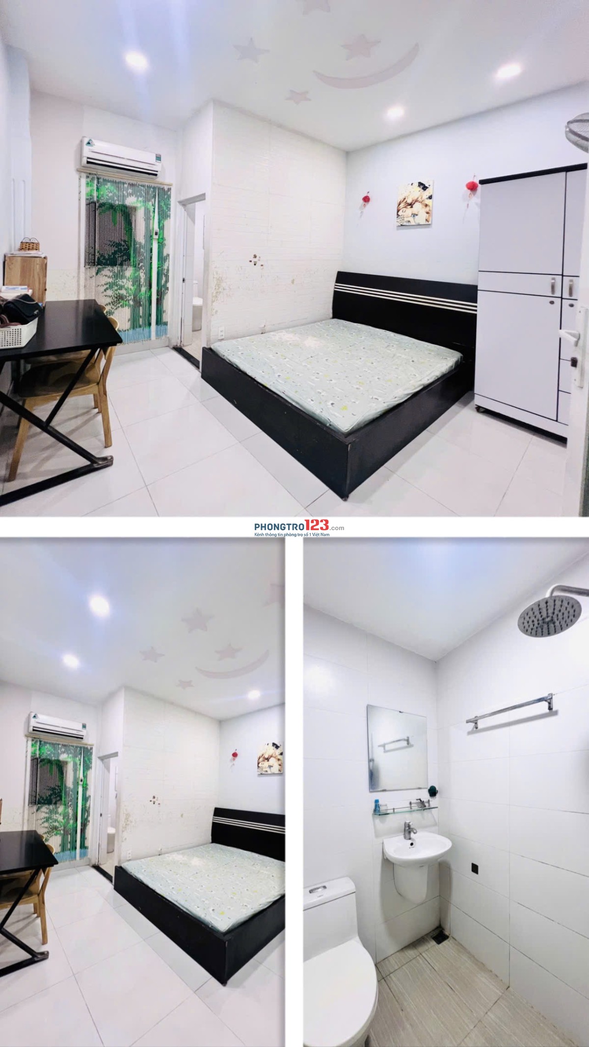 Phòng trọ số 4E bàu cát 1 dt 25 m2 đầy đủ nội thất . Toillet riêng , máy lạnh , tủ lạnh …v.v..