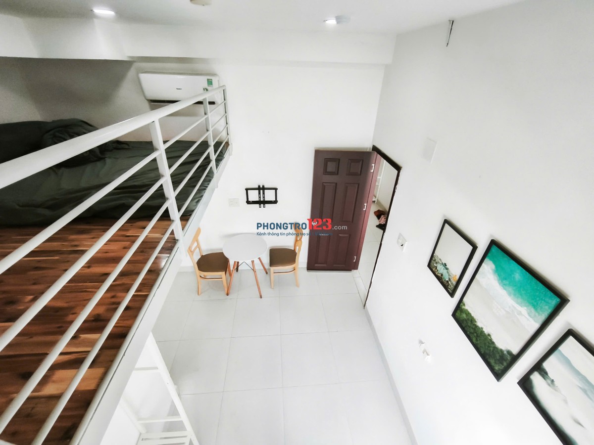 Phòng 20m2-5,3tr ,gác lửng,cửa sổ,tự do 24/24 full tiện nghi, kệ bếp, thang máy,ngay Nơ Trang Long