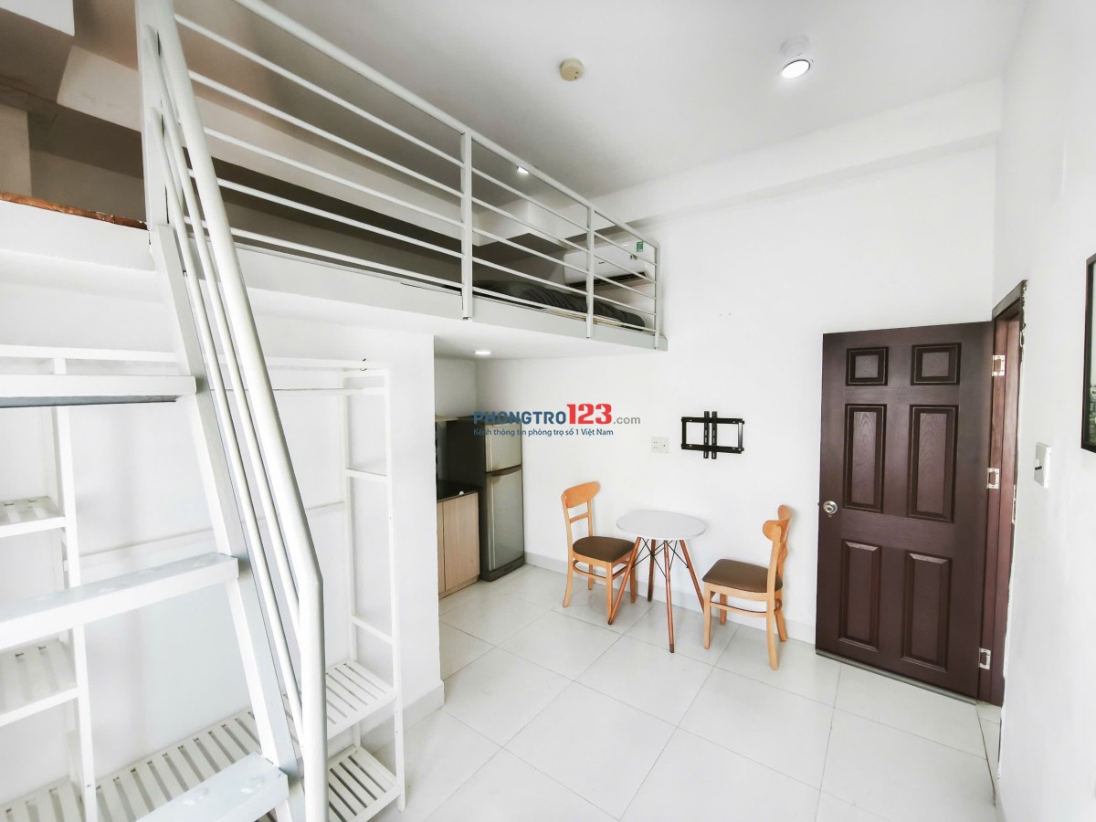 Phòng 20m2-5,3tr ,gác lửng,cửa sổ,tự do 24/24 full tiện nghi, kệ bếp, thang máy,ngay Nơ Trang Long