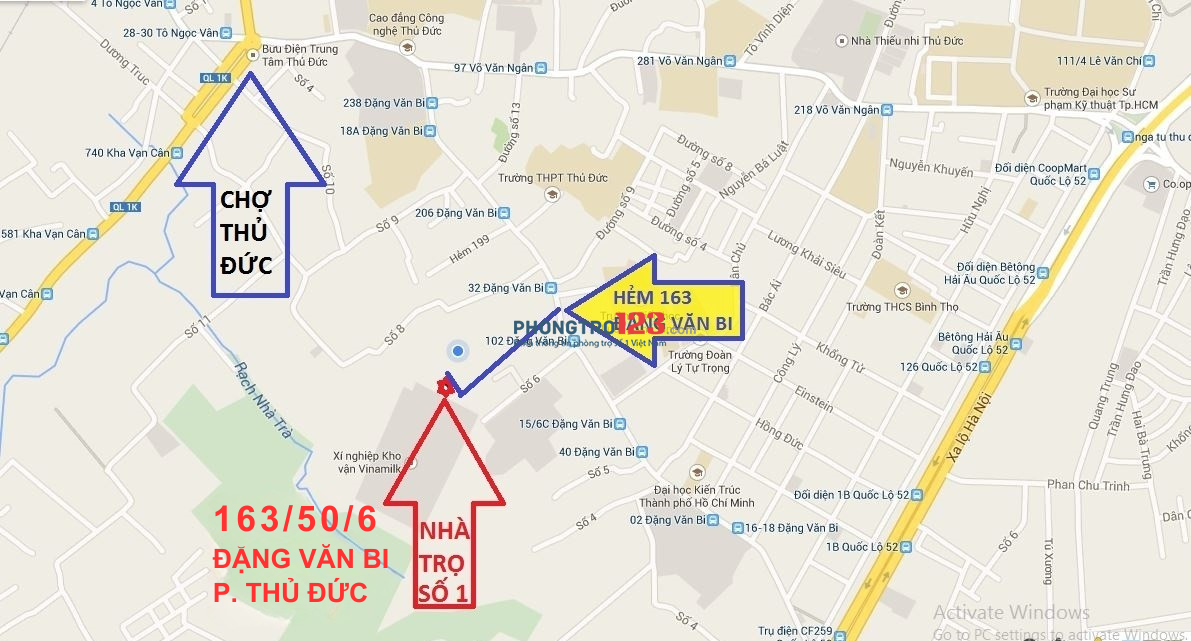 Nhà trọ Đặng Văn Bi trung tâm Quận Thủ Đức giờ tự do thoáng mát