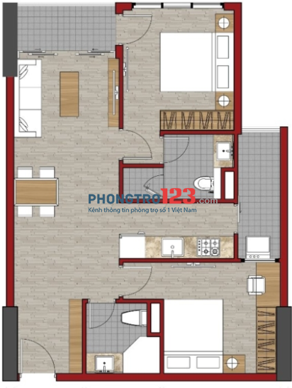 Cho Thuê Căn hộ nội thất cơ bản, Nội khu Vincom Dĩ An