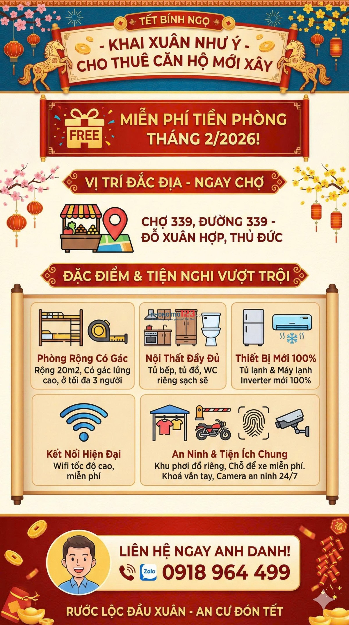 Cần cho thuê căn hộ mới 100%, tại chợ 339, đường 339- Đỗ Xuân Hợp, Thủ Đức