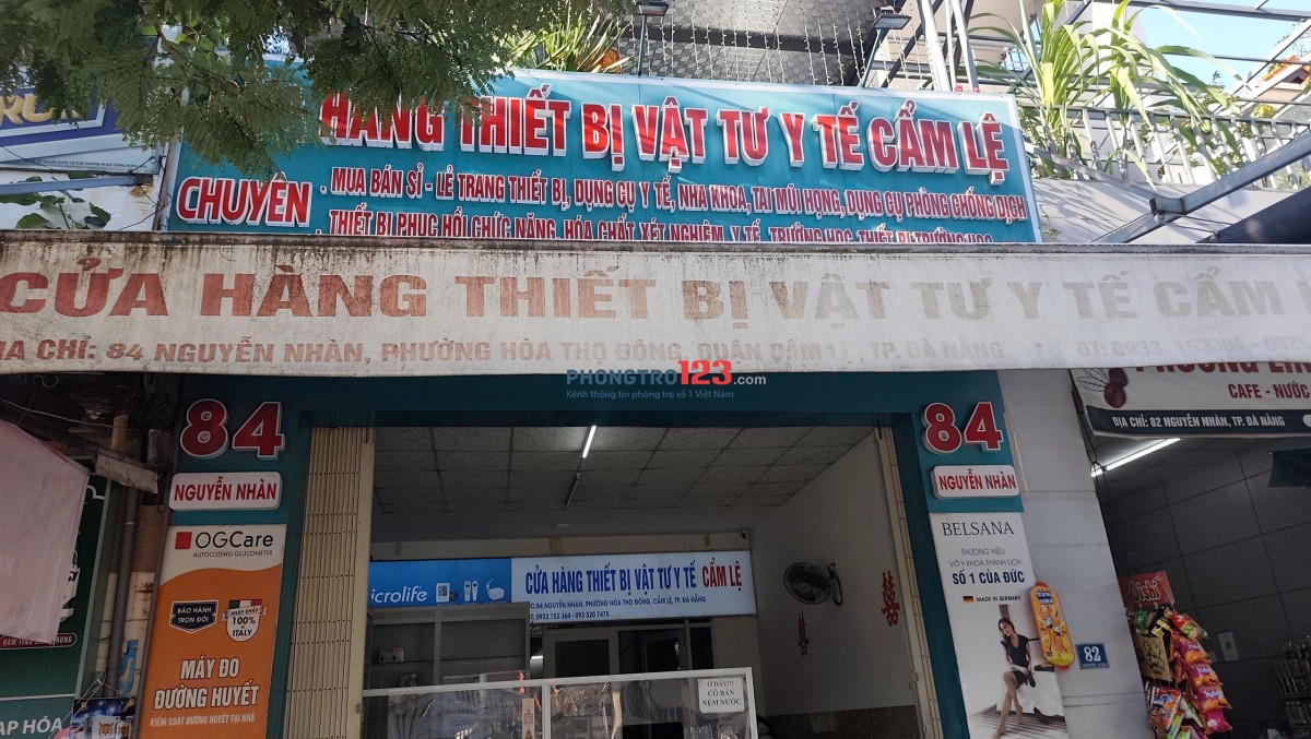 CHO THUÊ 40m2 MẶT TIỀN NHÀ 84 NGUYỄN NHÀN, PHƯỜNG CẨM LỆ, ĐÀ NẴNG