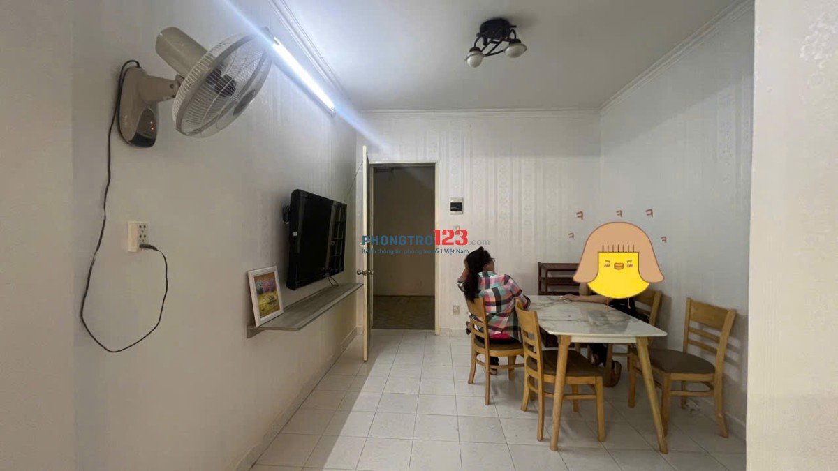 Chung cư 590, CMT8 chỉ 9,5tr căn 2p có nội thất, căn góc lầu 1, (thang bộ)