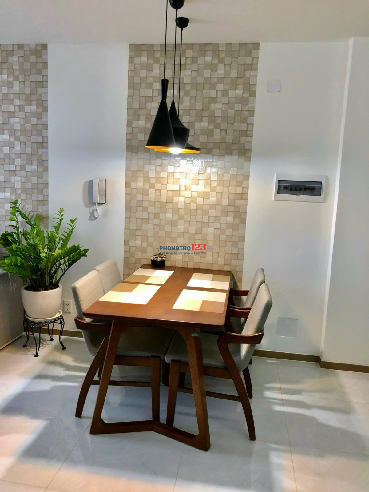 chung cư Carillon 5, căn góc, 2p ngủ, nội thất đủ, giá 12tr/th