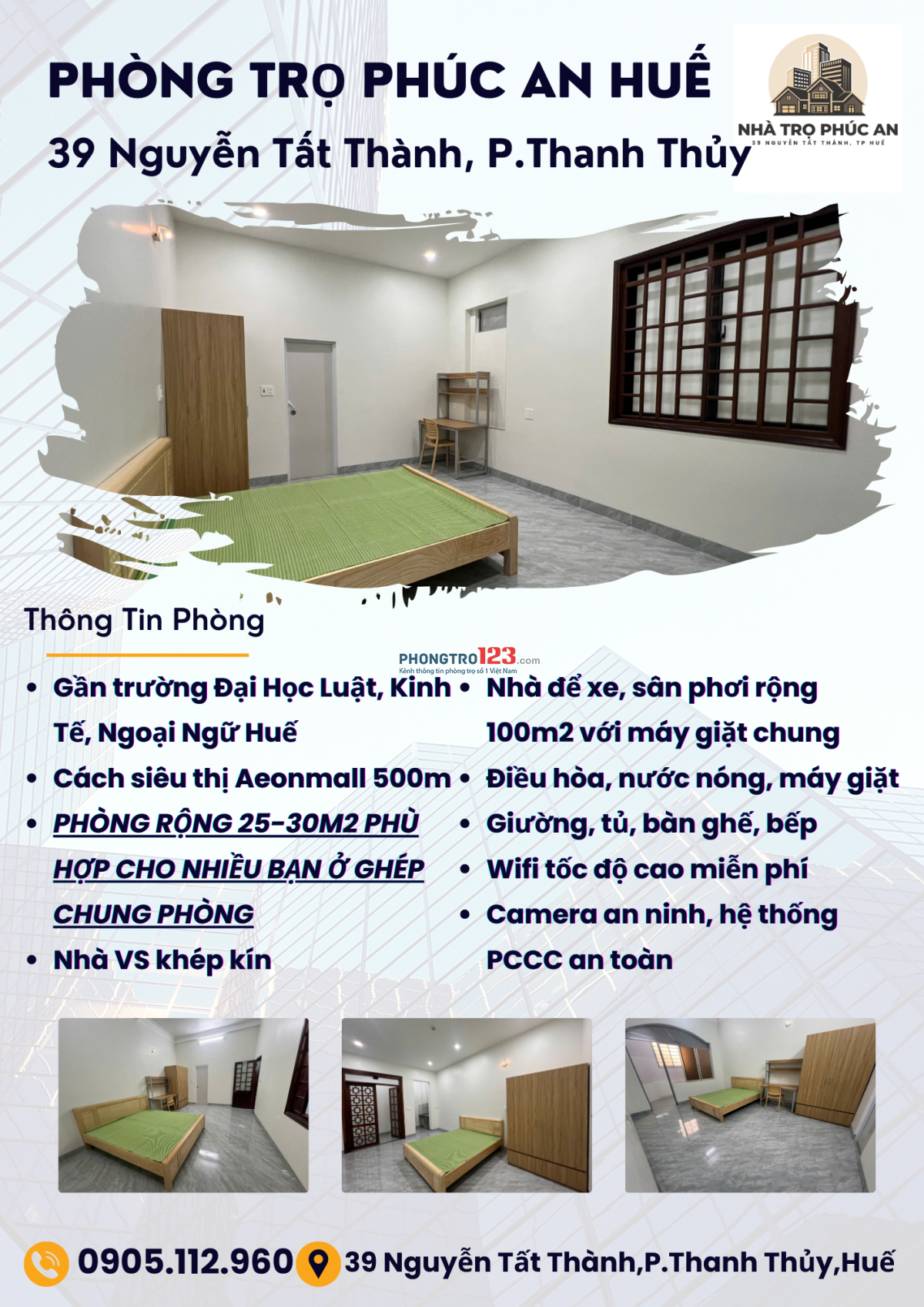 Nhà trọ Phúc An 39 Nguyễn Tất Thành Gần Siêu Thị AEonmall