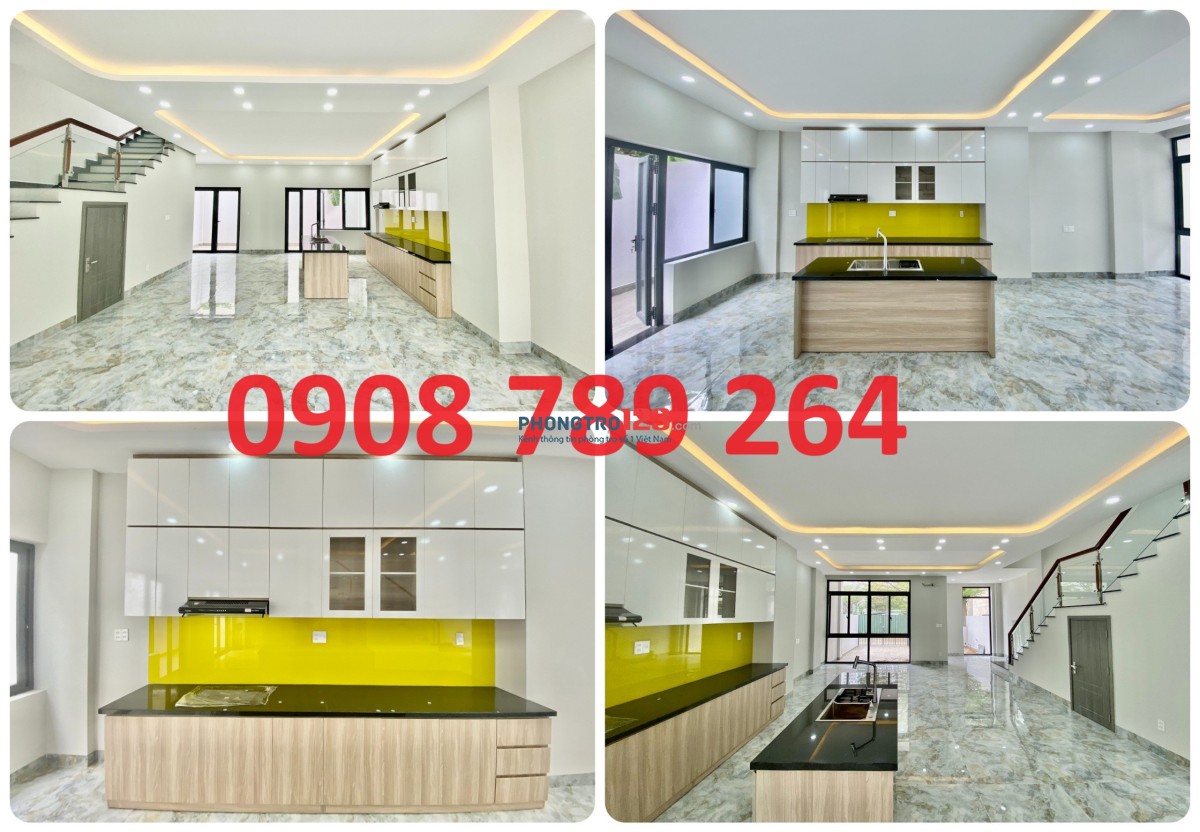 Cho thuê Nhà phố Cát Lái 7x17 1 trệt 3 lầu 4pn 4wc 17tr ở được ngay, đường 12m xe hơi đậu trong sân