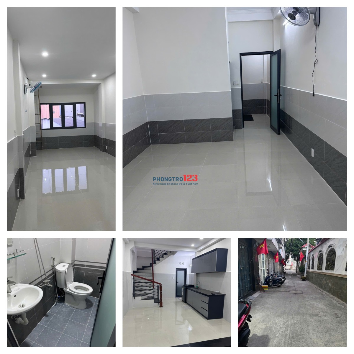 Cho thuê nhà nguyên căn 2lầu.mới keng 100%.2 phòng 3tolet.10tr500