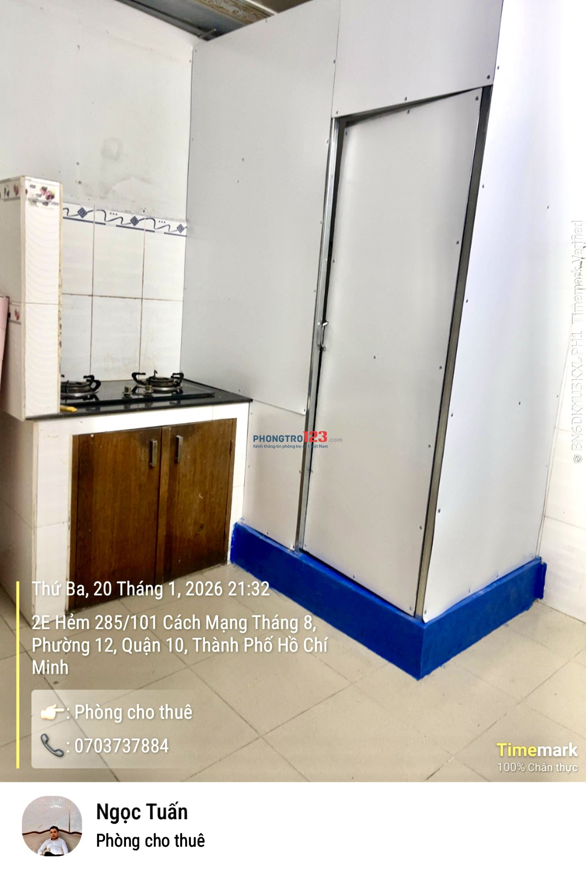 Cho thuê phòng trọ quận 10, wc riêng, cửa sổ lớn,bếp