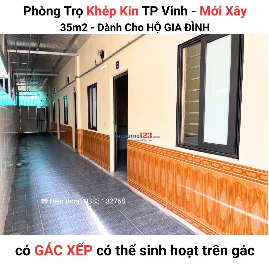 Phòng trọ khép kín vinh nghệ an, diện tích 35 m2 có gác lửng 15m2