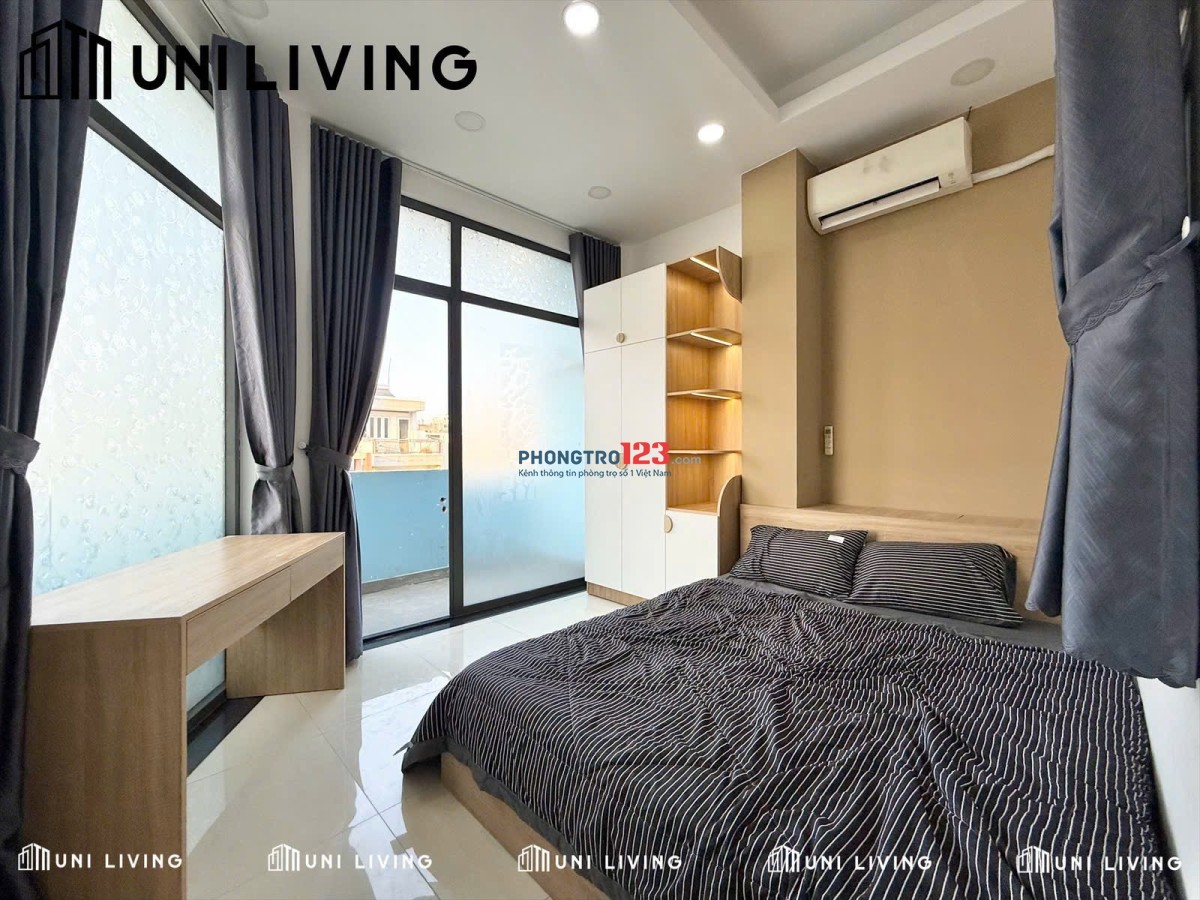 CHO THUÊ PHÒNG MỚI FULL NỘI THẤT BAN CÔNG LỚN TÁCH BẾP GẦN PHAN ĐĂNG LƯU - BỜ KÈ TRƯỜNG SA, Q1, Q3