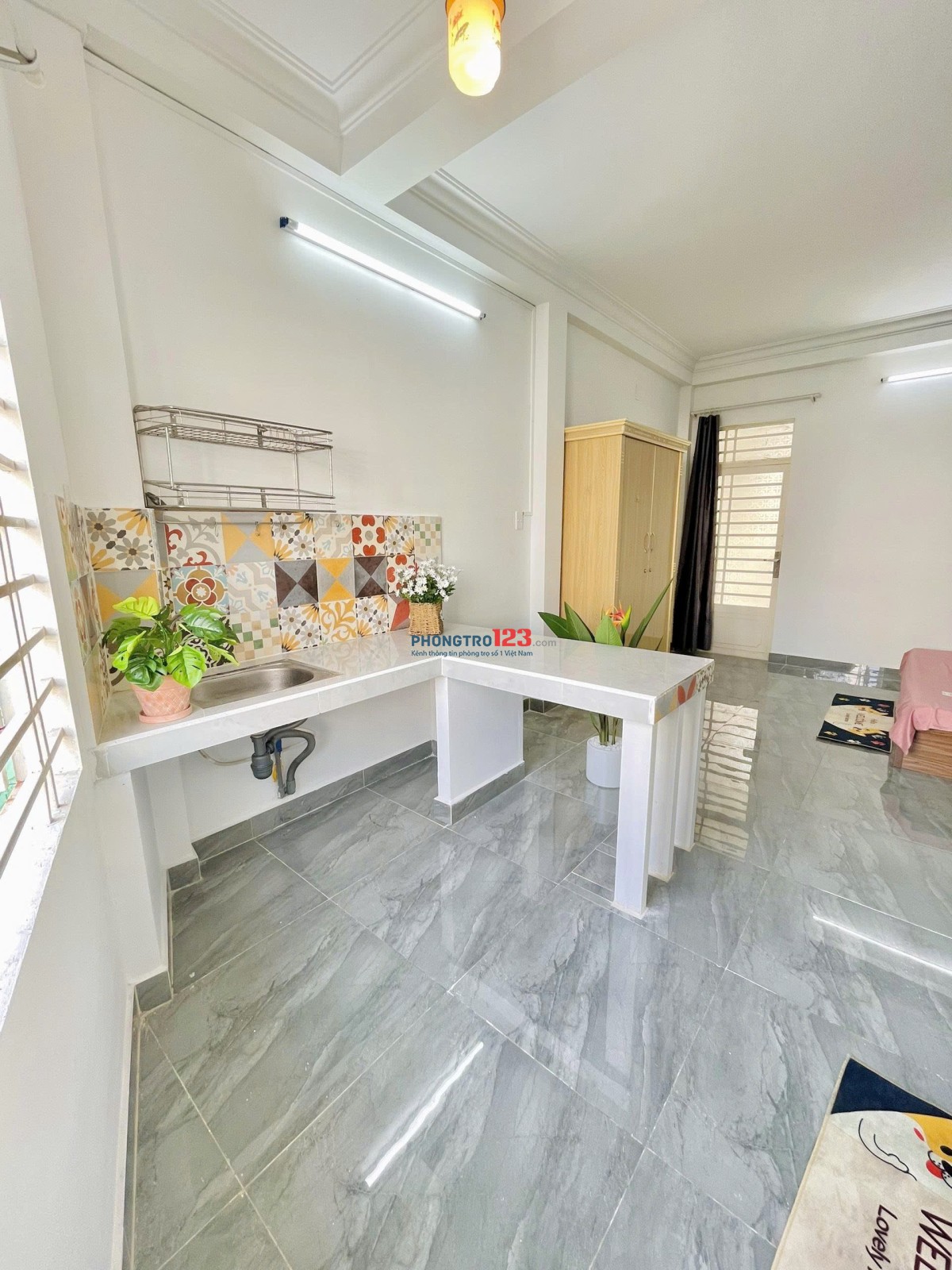 Cho thuê căn hộ cửa sổ trời nội thất mới Nguyễn Văn Đậu ngay đại học Văn Lang CS2,Lê Quang Định