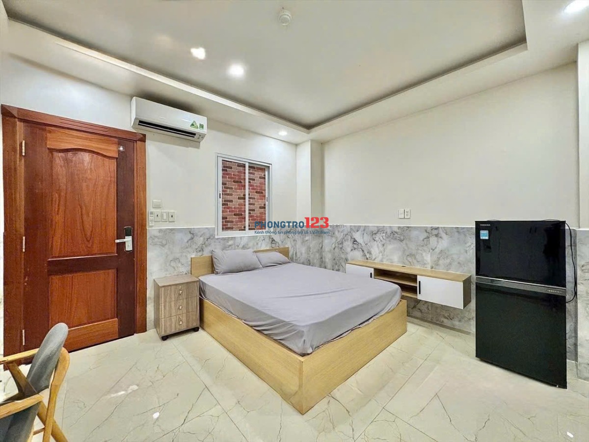 Cho thuê phòng studio cao cấp full nội thất, ốp đá marble, máy lạnh, tủ lạnh