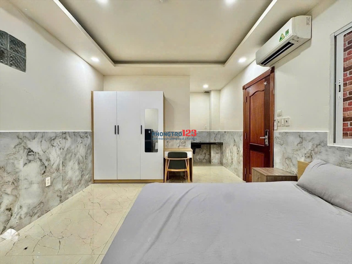 Cho thuê phòng studio cao cấp full nội thất, ốp đá marble, máy lạnh, tủ lạnh