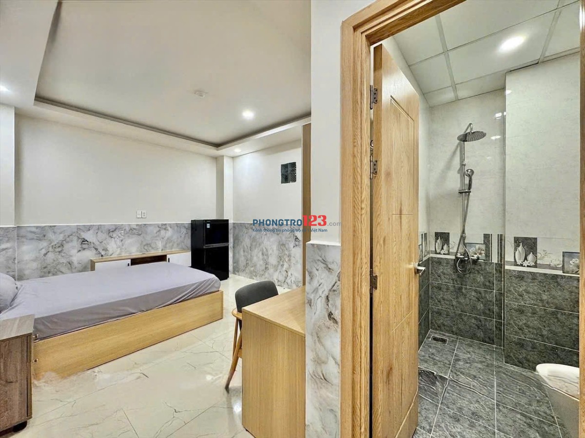 Cho thuê phòng studio cao cấp full nội thất, ốp đá marble, máy lạnh, tủ lạnh