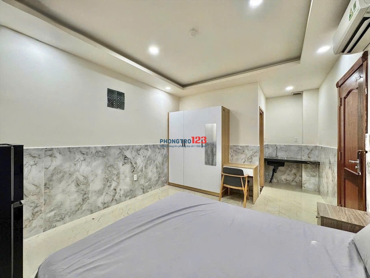 Cho thuê phòng studio cao cấp full nội thất, ốp đá marble, máy lạnh, tủ lạnh