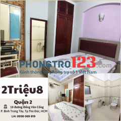 Phòng 2tr8 - 15m2 Quận 2 Gần Ủy Ban