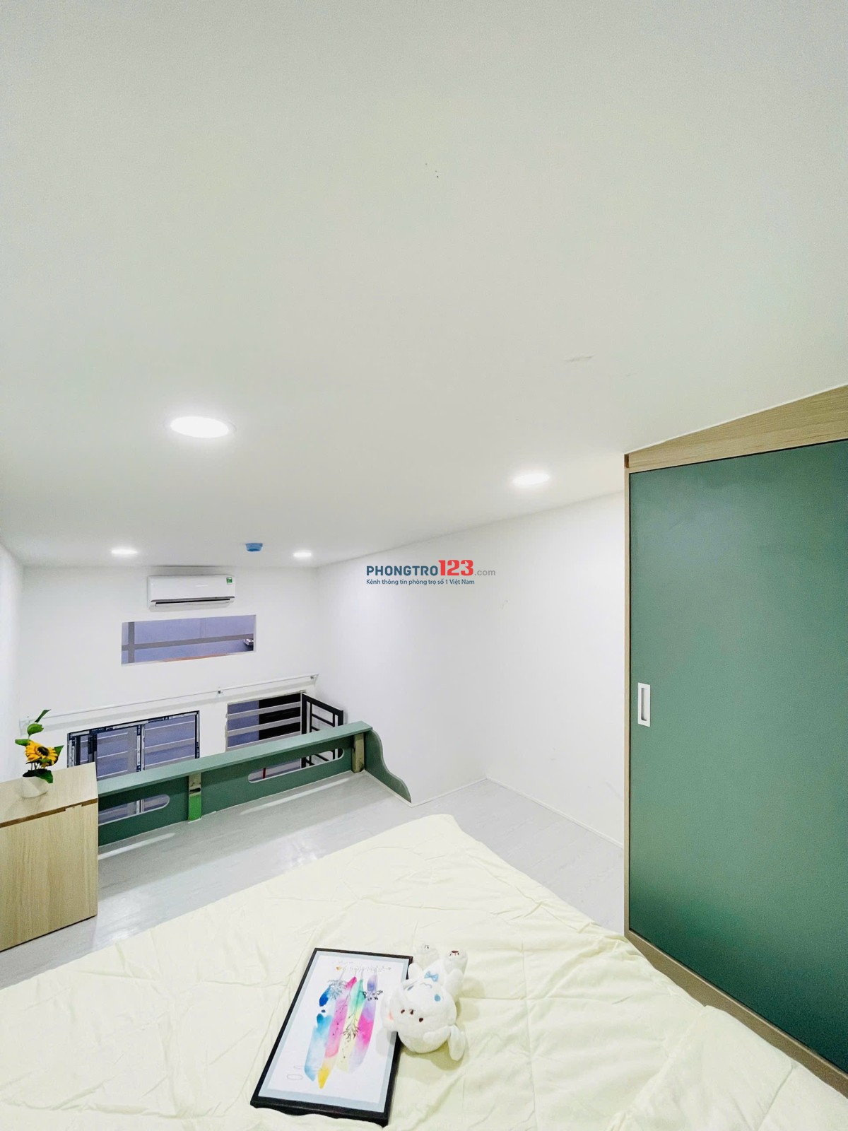 Cho thuê phòng có gác tone xanh lá pastel siu xinh tại Mai Lão Bạng