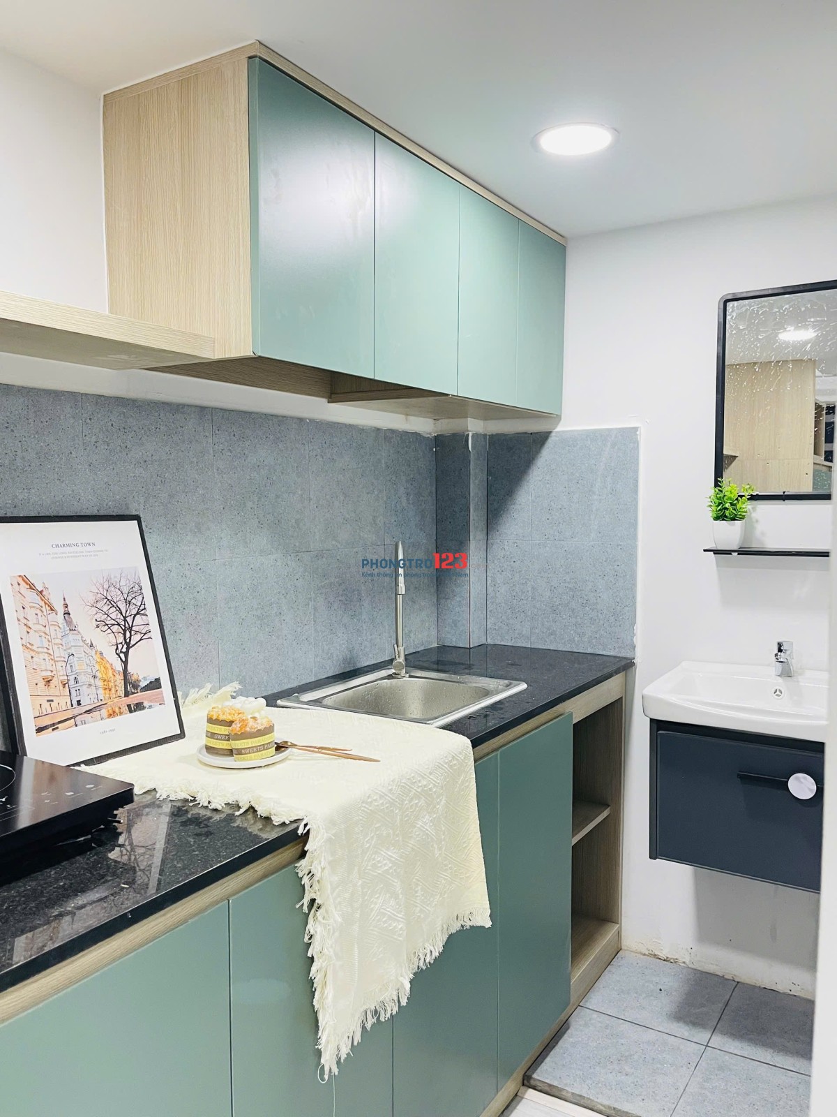Cho thuê phòng có gác tone xanh lá pastel siu xinh tại Mai Lão Bạng