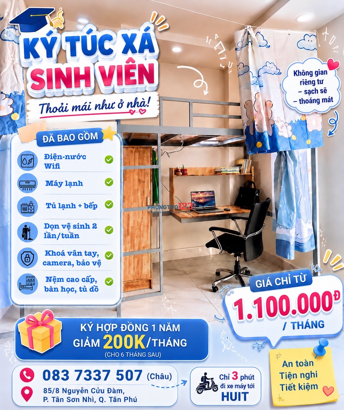KÝ TÚC XÁ SINH VIÊN GIÁ RẺ - ĐẦY ĐỦ - SẠCH SẼ - TẬN TÌNH CHỈ TỪ 1TR100