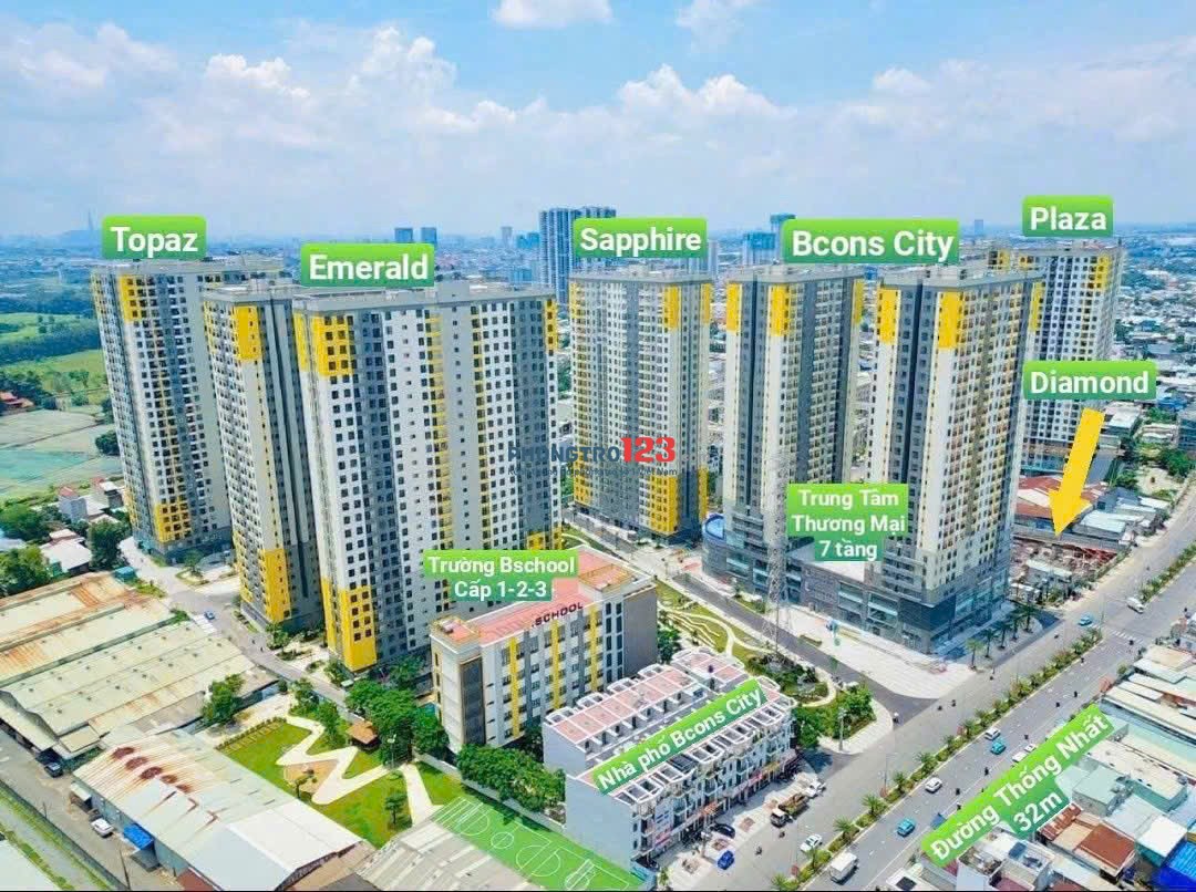  Căn hộ gần ĐHQG TP.HCM - Ga Metro ĐHQG | Cho thuê căn hộ 2PN 2WC Bcons City giá chỉ 5,5 tr/tháng
