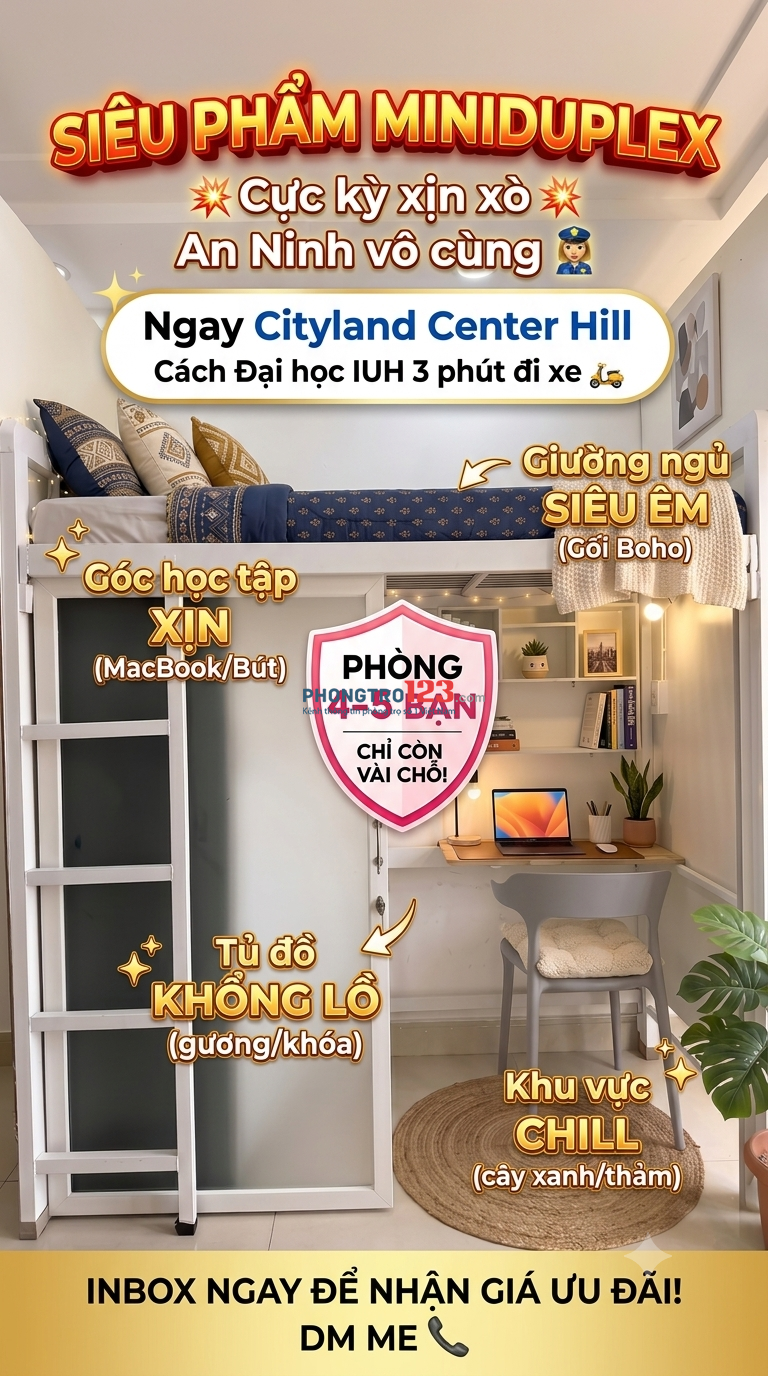 SIÊU PHẨM Miniduplex Cực kỳ xịn xò, An Ninh vô cùng, cách ĐH IUH 3 phút