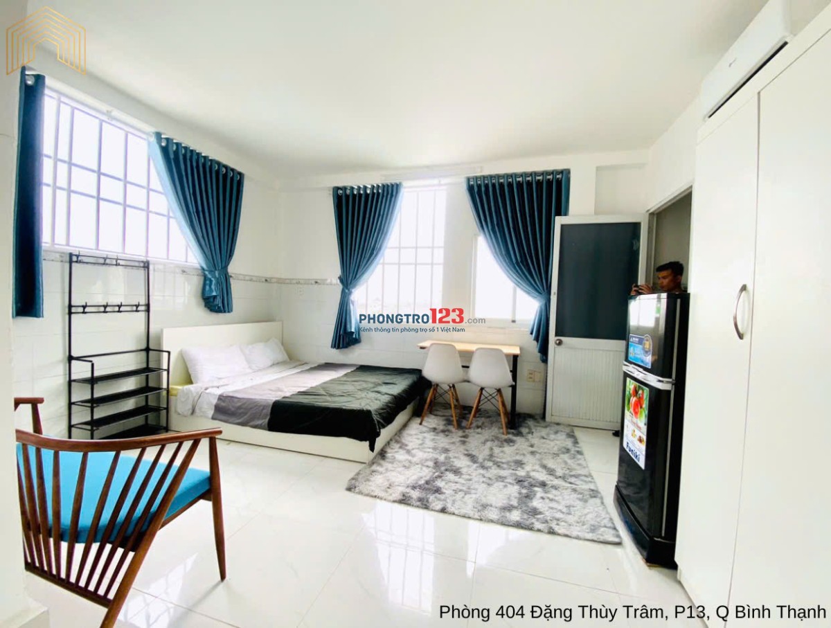 Cho căn hộ studio cực rộng, cửa sổ lớn, full nội thất - Đặng Thùy Trâm đi bộ qua ĐH Văn Lang