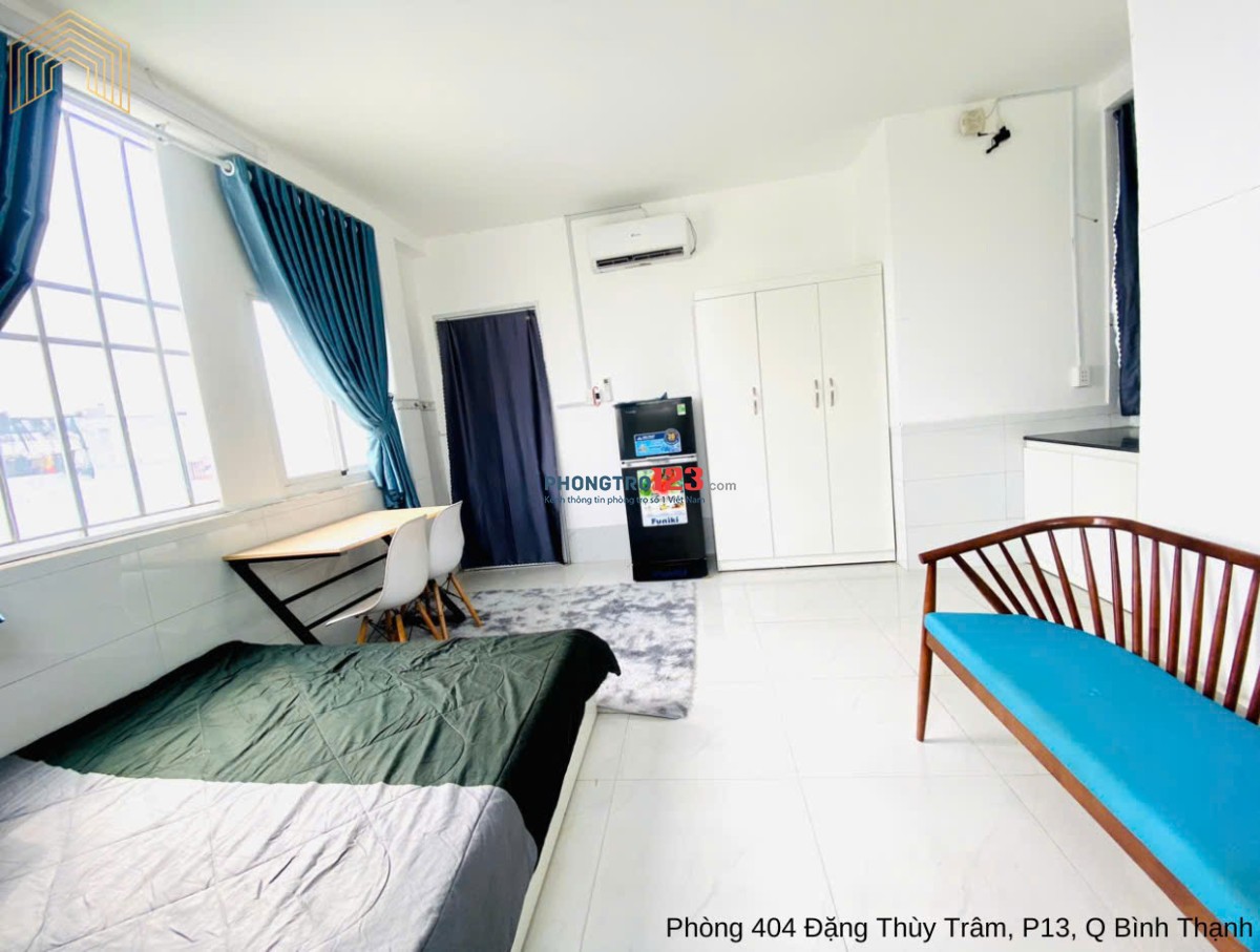 Cho căn hộ studio cực rộng, cửa sổ lớn, full nội thất - Đặng Thùy Trâm đi bộ qua ĐH Văn Lang