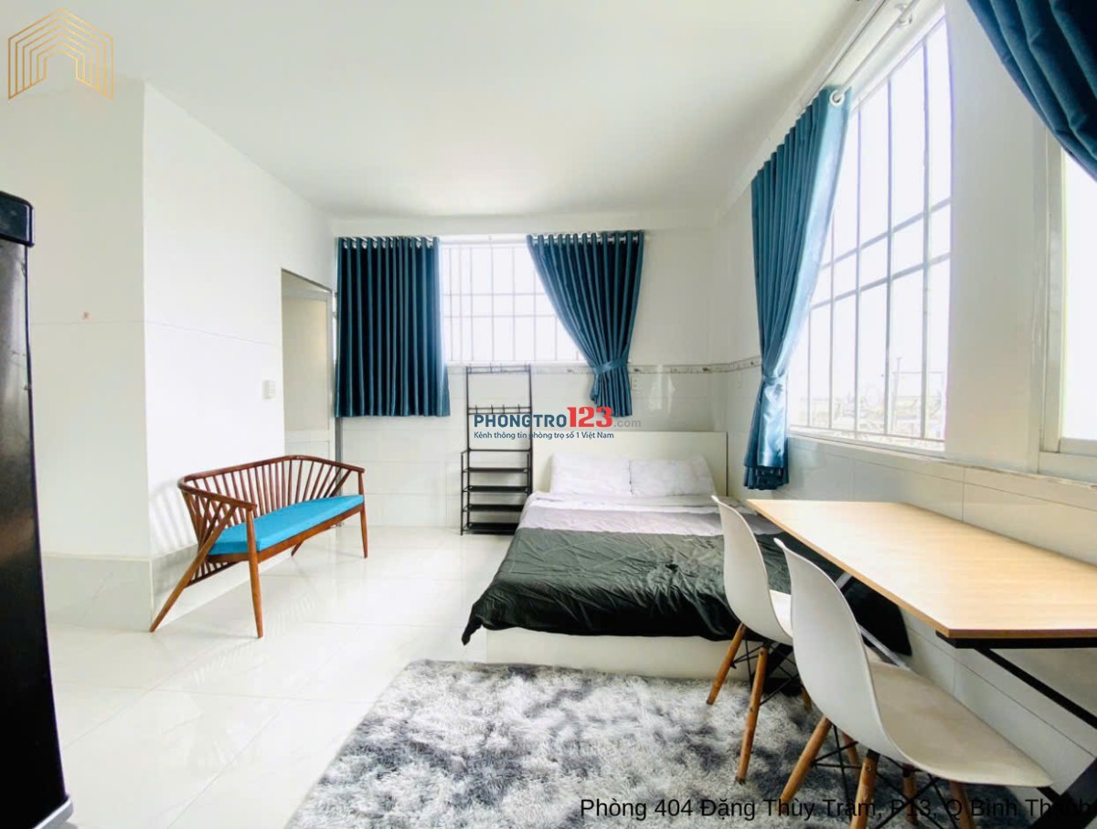 Cho căn hộ studio cực rộng, cửa sổ lớn, full nội thất - Đặng Thùy Trâm đi bộ qua ĐH Văn Lang