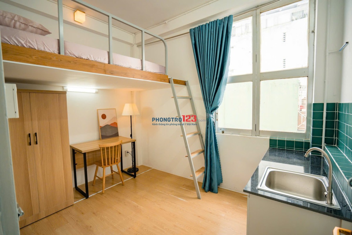 Cho thuê Phòng có gác, Full Nội Thât, Cô Giang Q1, gần ĐH Hoa Sen, Đi bộ qua ĐH VLU CS1 2 phút