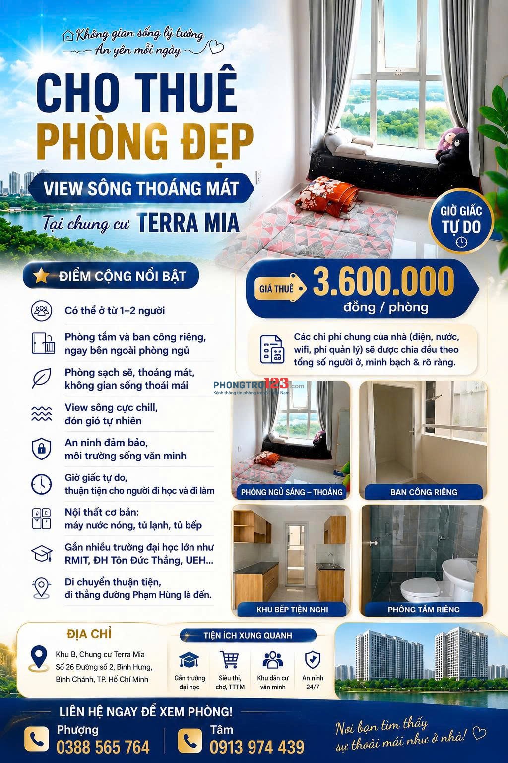 SHARE 01 PHÒNG NGỦ TRONG CĂN HỘ CHUNG CƯ 2PN