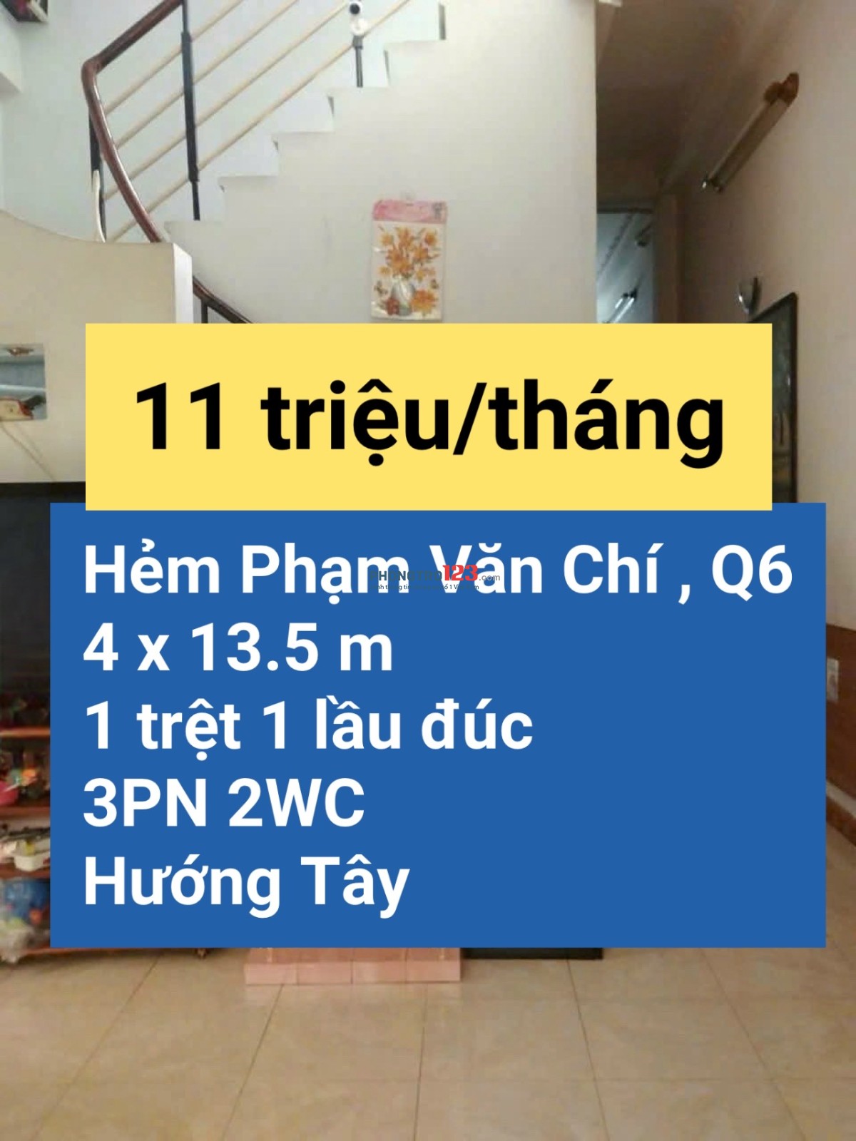 Nhà 3 phòng hẻm xe hơi chỉ 11 triệu !