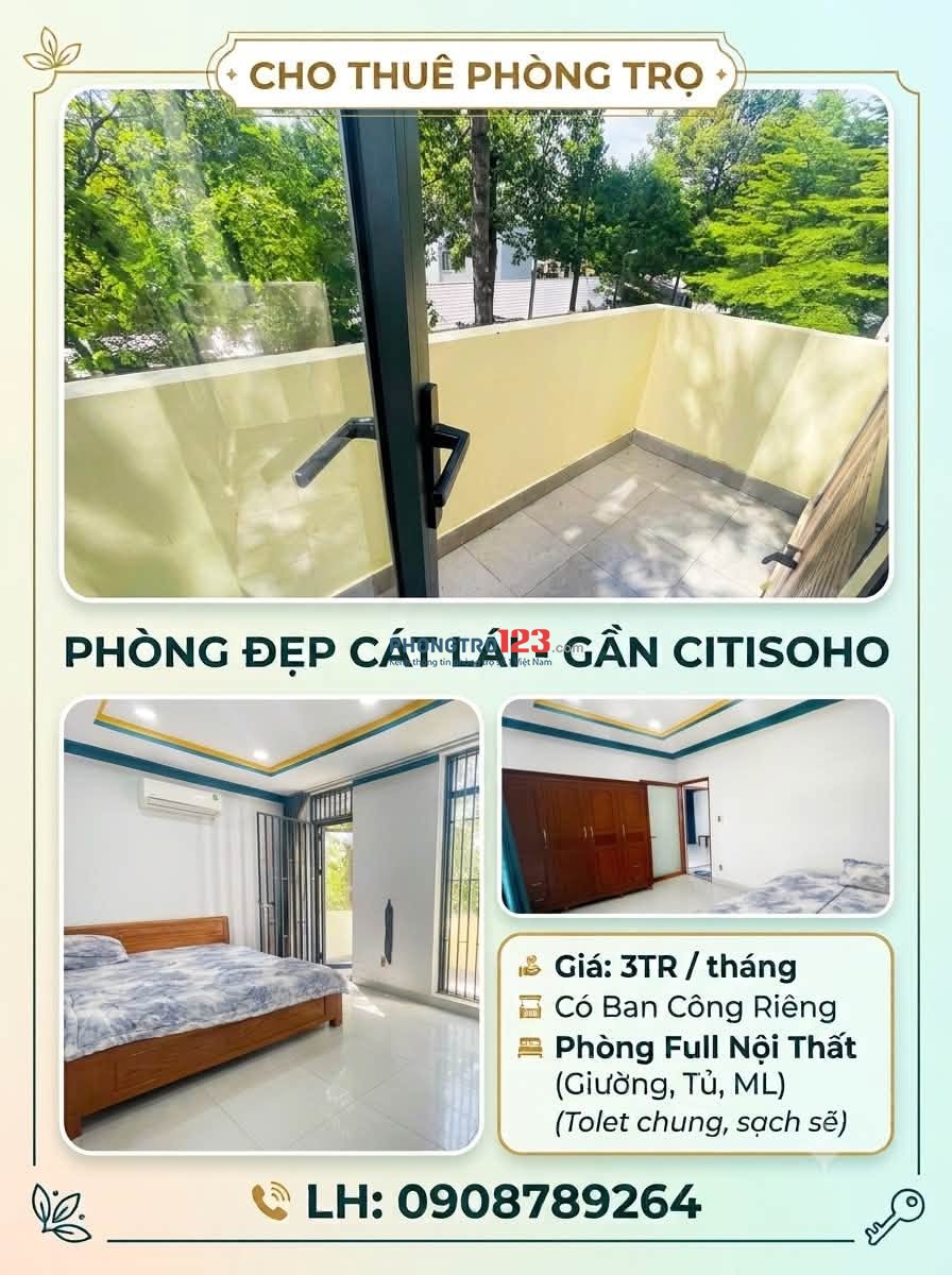 Cho thuê phòng cát lái, ở được ngay 3tr ban công 3tr5 siêu rộng