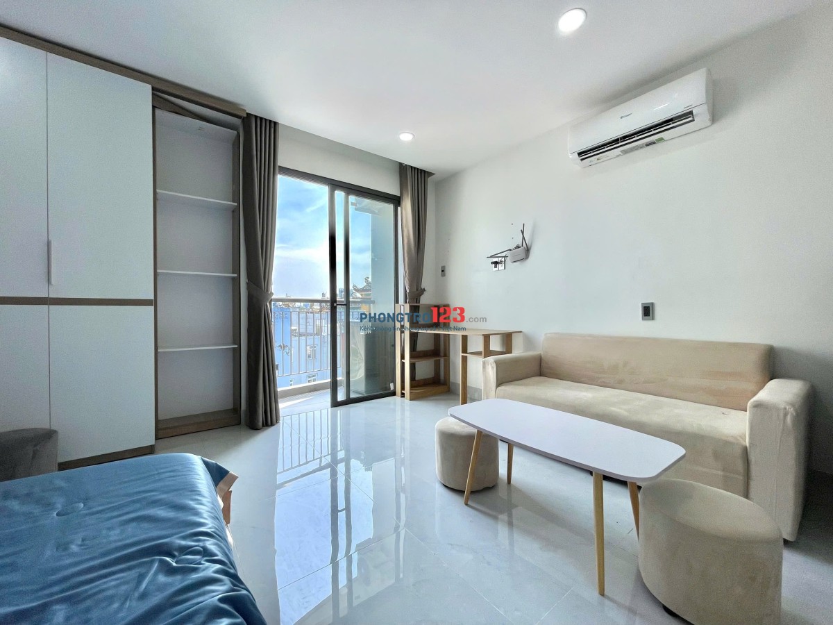 Căn hộ cho thuê 1 phòng ngủ ban công rộng, không gian thoáng, căn hộ rộng tại Nguyễn Thượng Hiền, gầ