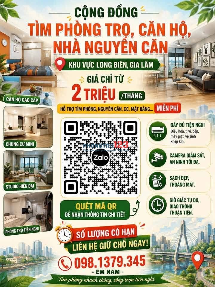 CHỈ TỪ 5TR/THÁNG - CĂN HỘ STUDIO 30M2 SIÊU XỊN PHỐ ÁI MỘ BỒ ĐỀ - FULL ĐỒ