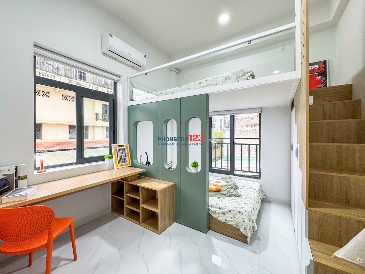 Cho thuê phòng gác lửng 2 không gian ngủ, full nội thất – Nơ Trang Long, Bình Thạnh | Gần VLU & IUH