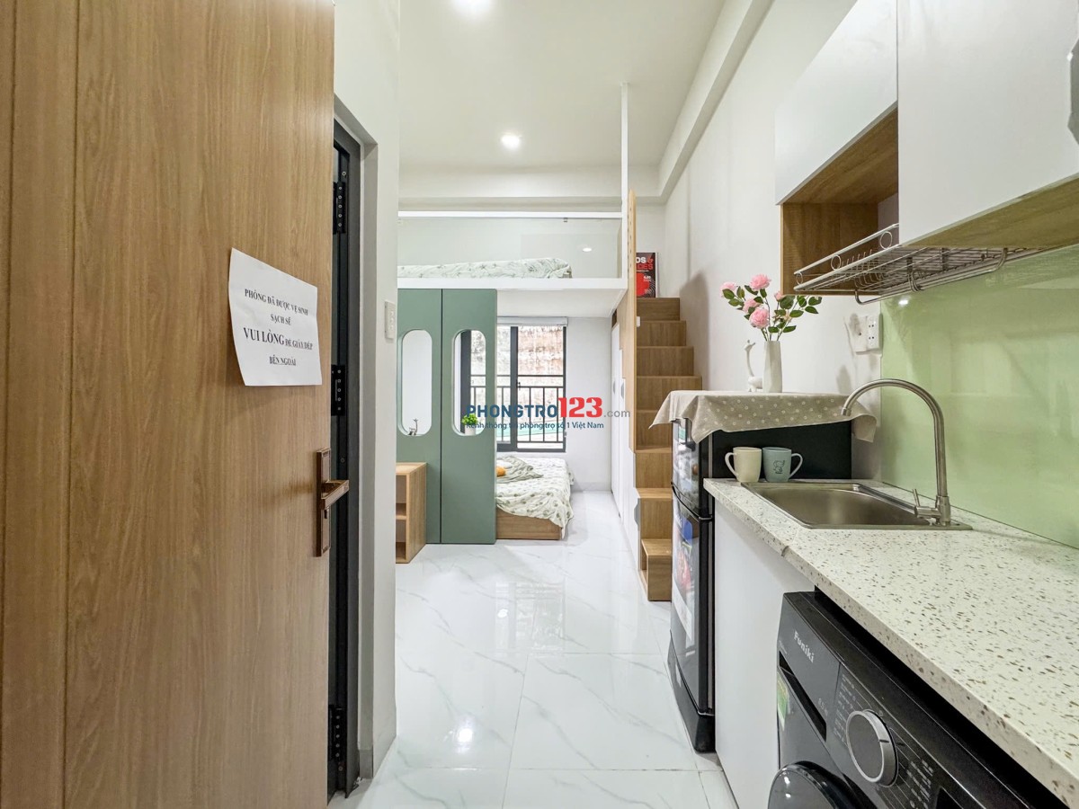 Cho thuê phòng gác lửng 2 không gian ngủ, full nội thất – Nơ Trang Long, Bình Thạnh | Gần VLU & IUH